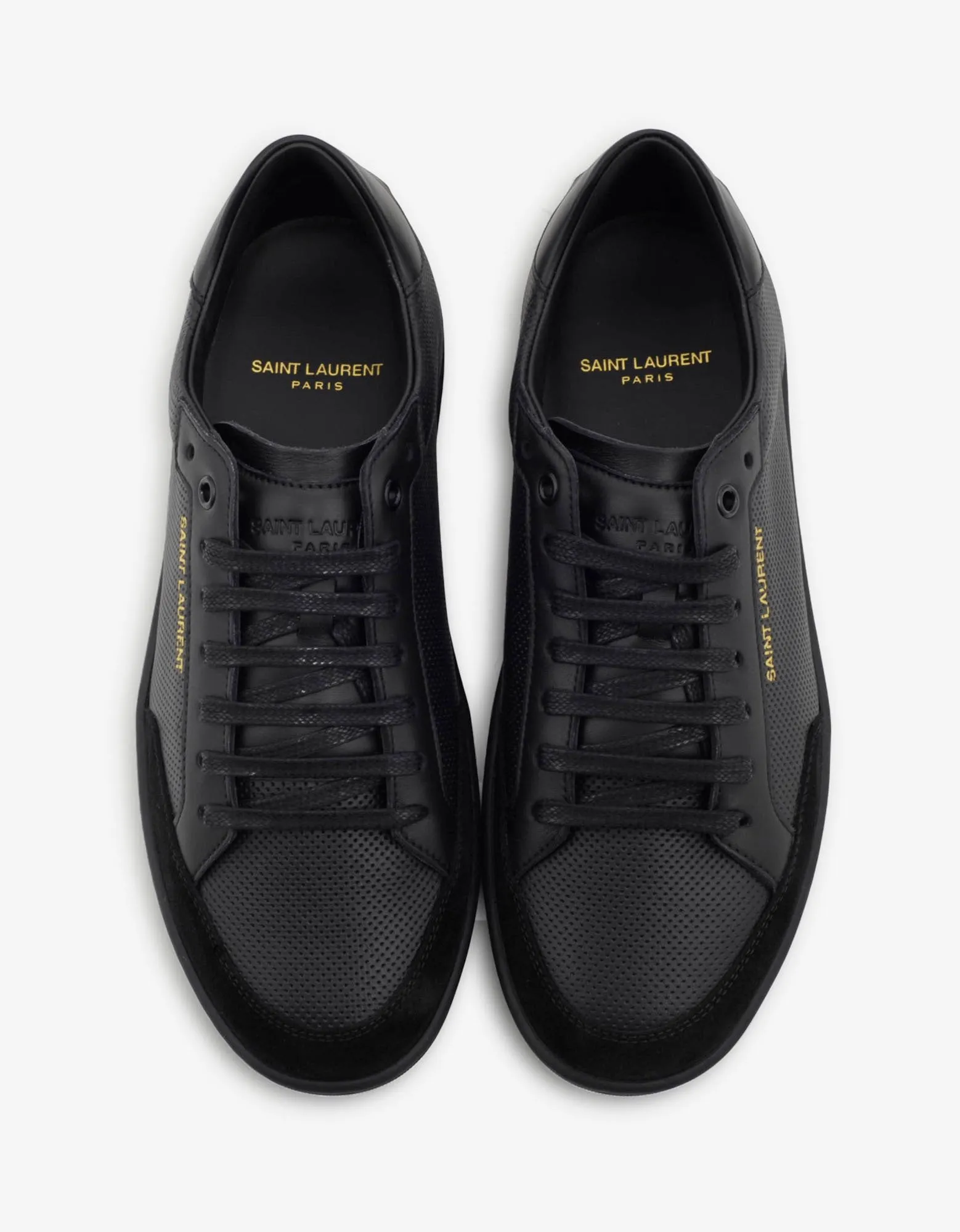 Court Classic SL/10 Black Perforated Leather Trainers