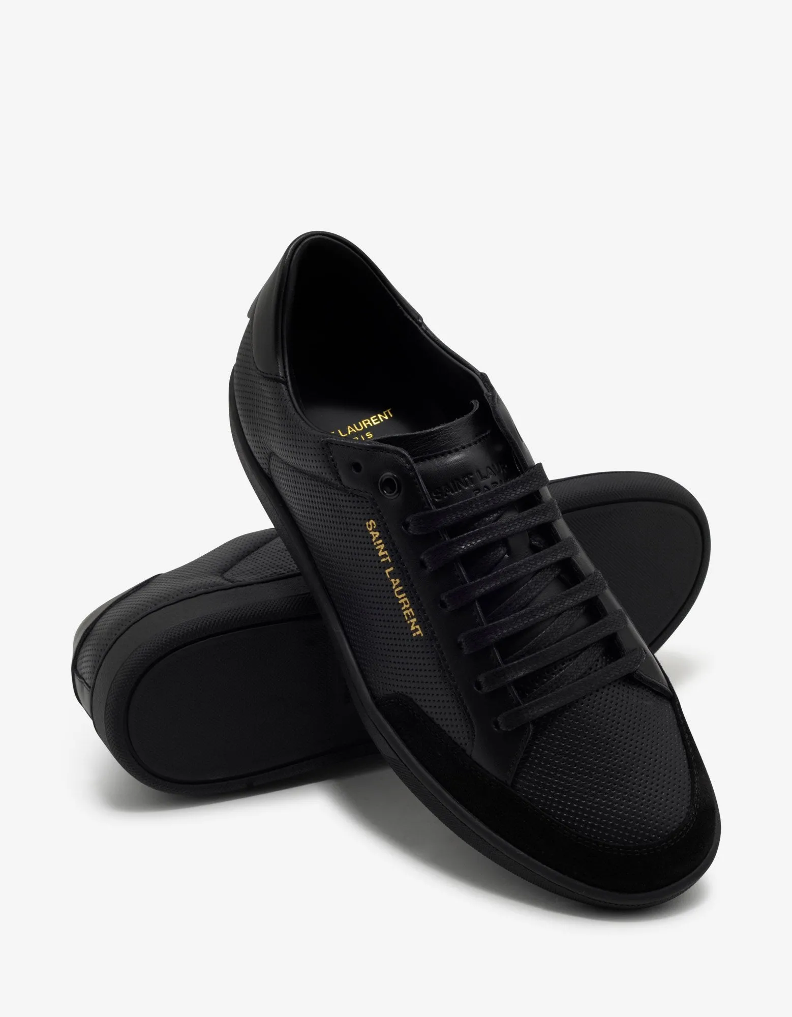 Court Classic SL/10 Black Perforated Leather Trainers