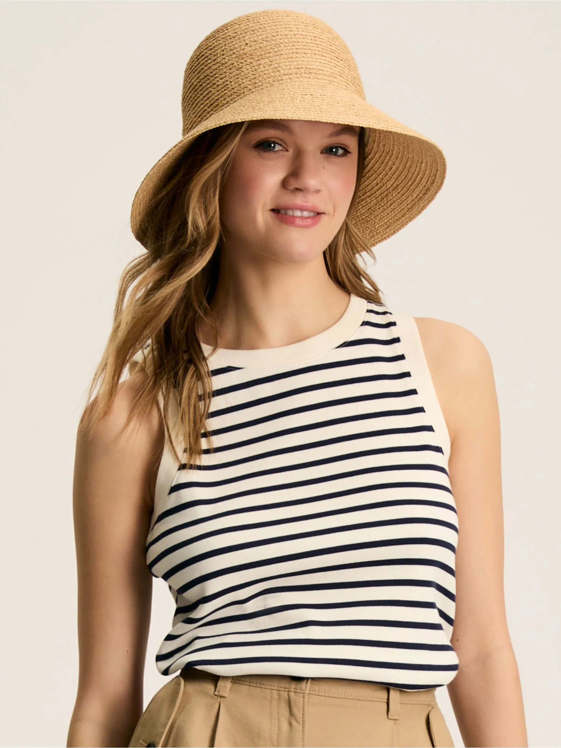 Cream & Navy Striped Jersey Vest