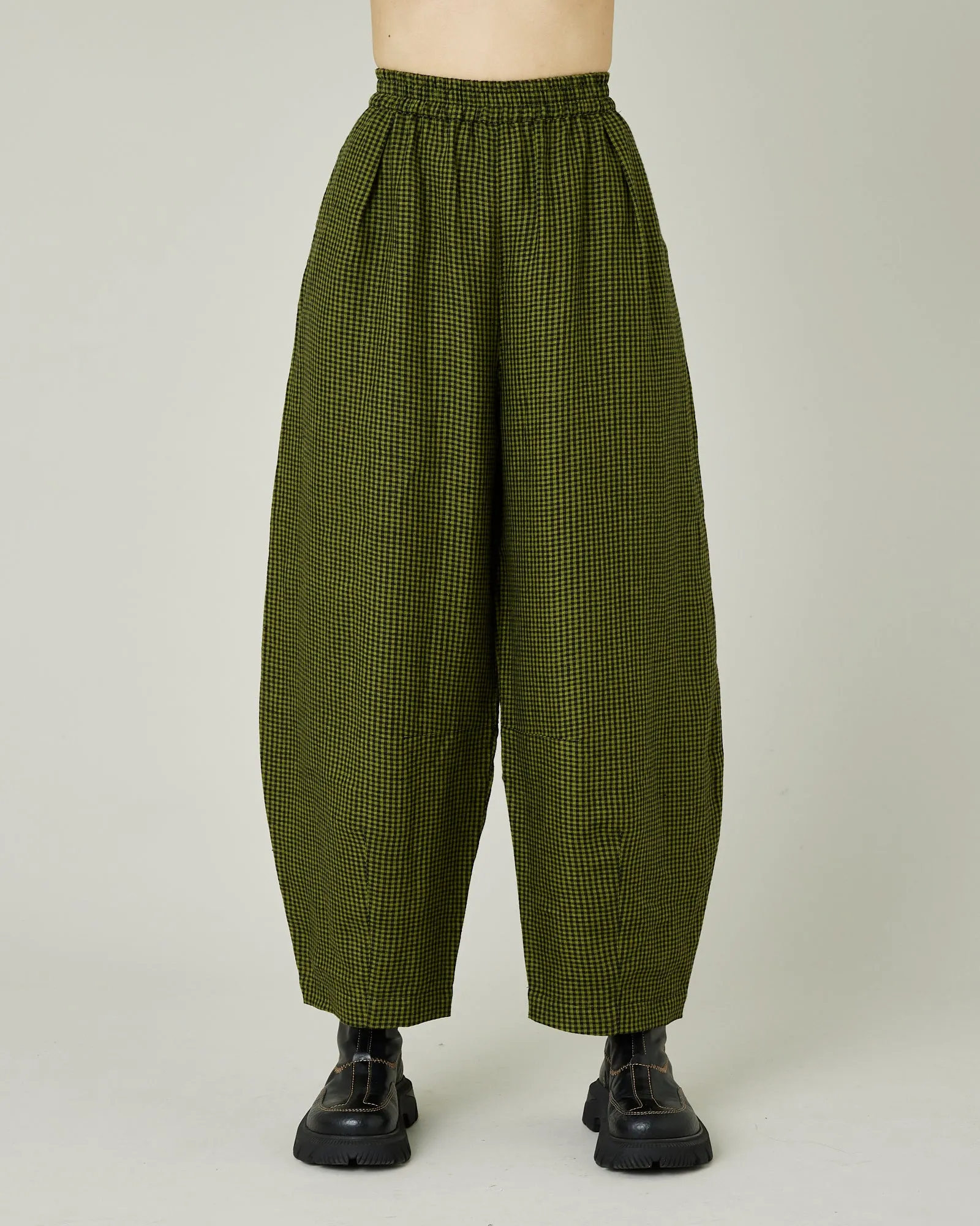 Daisy Olive & Black Micro Gingham Linen Trousers