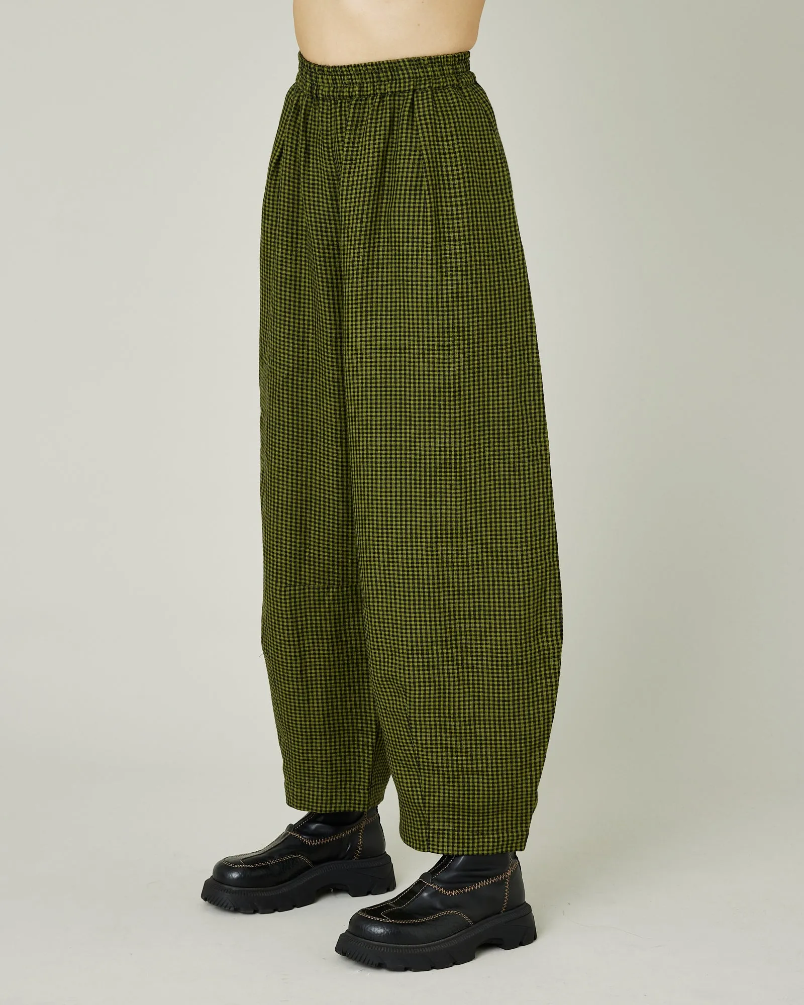 Daisy Olive & Black Micro Gingham Linen Trousers