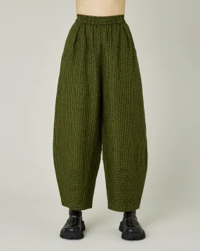 Daisy Olive & Black Micro Gingham Linen Trousers