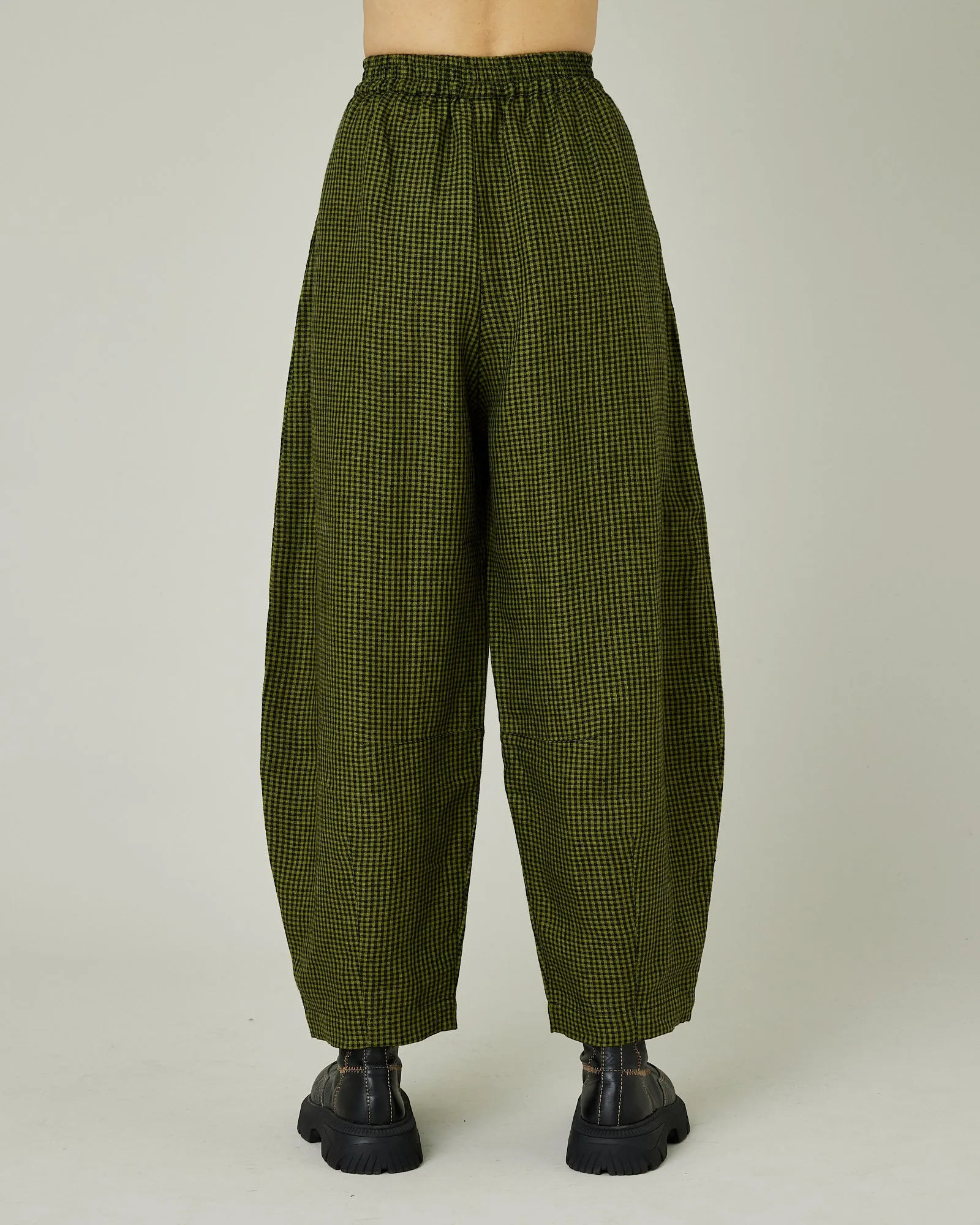 Daisy Olive & Black Micro Gingham Linen Trousers