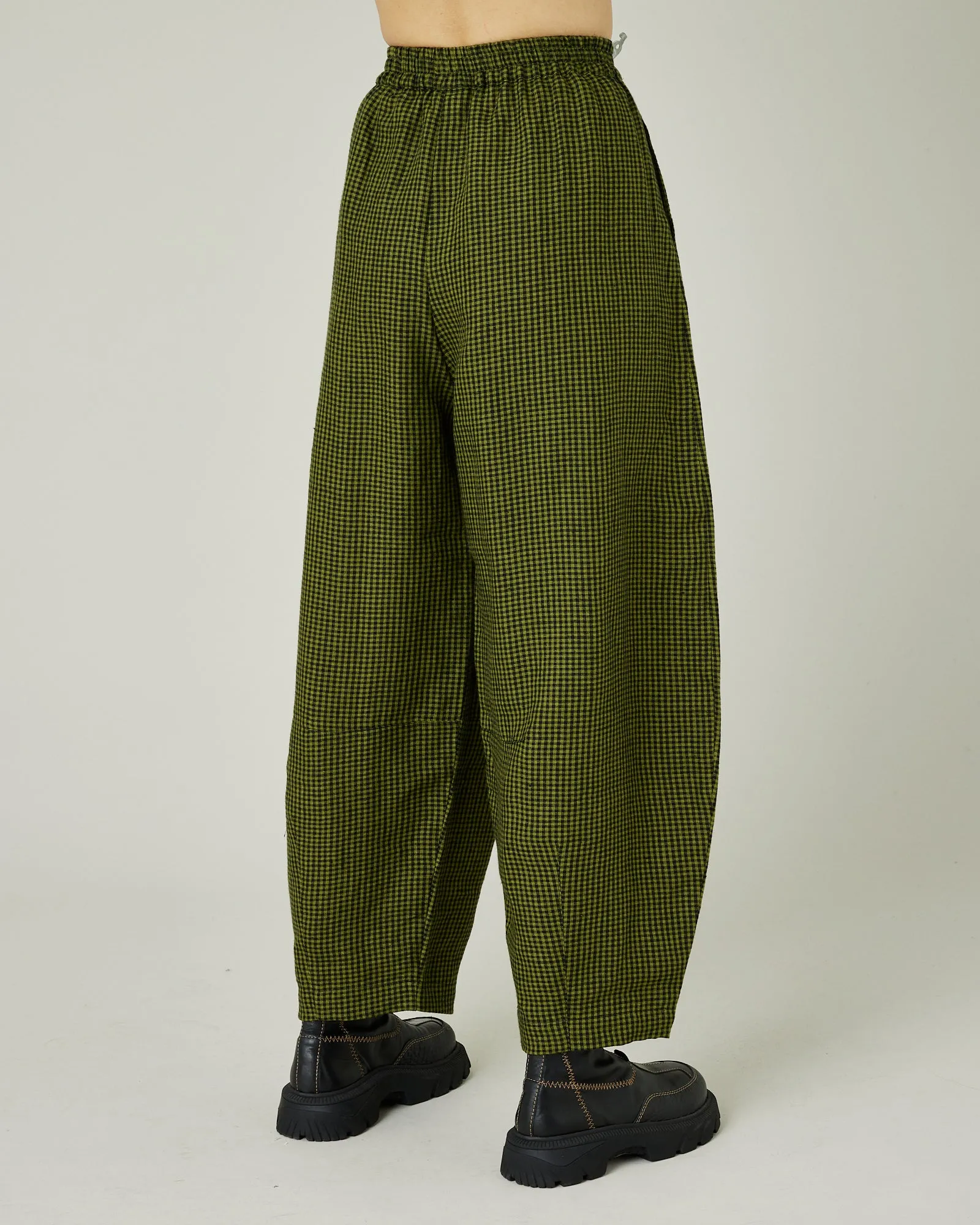 Daisy Olive & Black Micro Gingham Linen Trousers