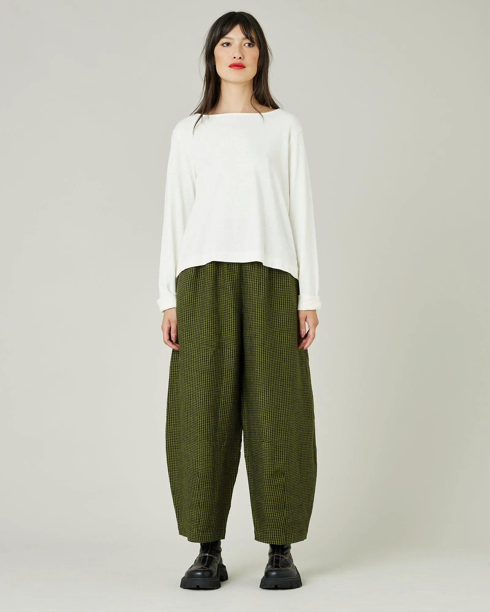 Daisy Olive & Black Micro Gingham Linen Trousers