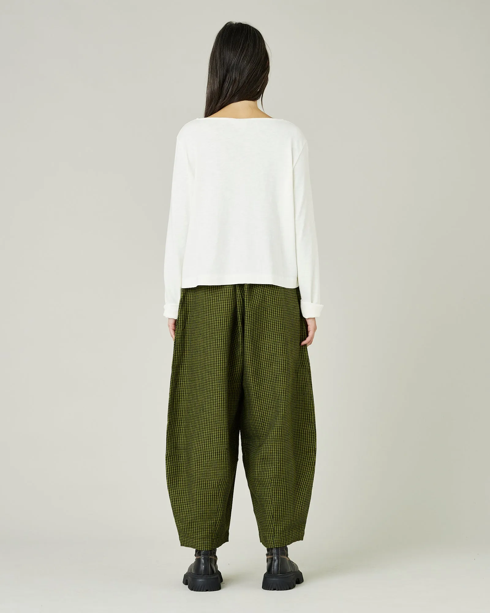 Daisy Olive & Black Micro Gingham Linen Trousers