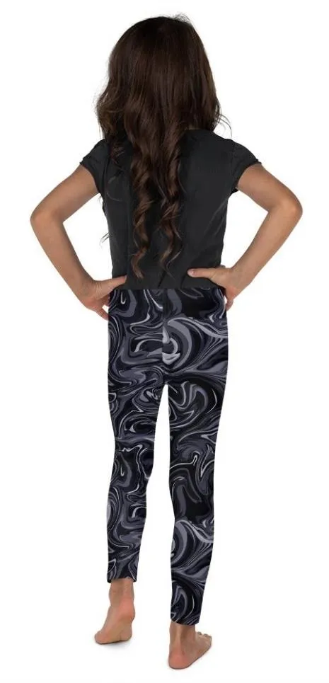 Dark Monochrome Marble Kid's Leggings