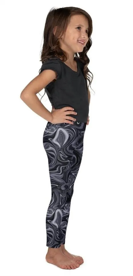 Dark Monochrome Marble Kid's Leggings