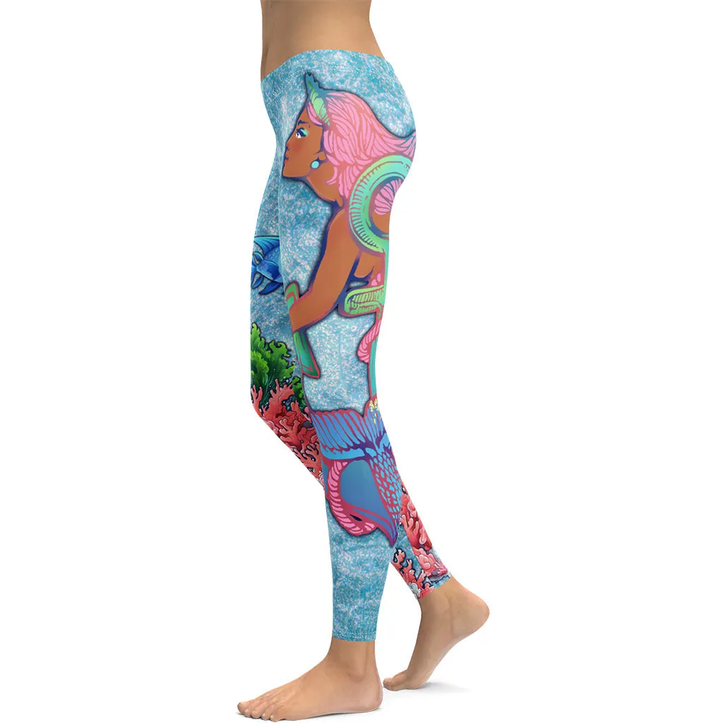 Darker Skin Mermaid Leggings