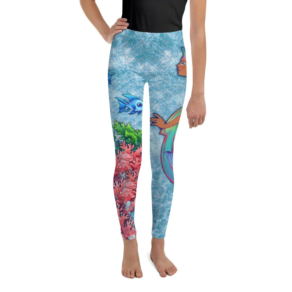 Darker Skin Mermaid Youth Leggings