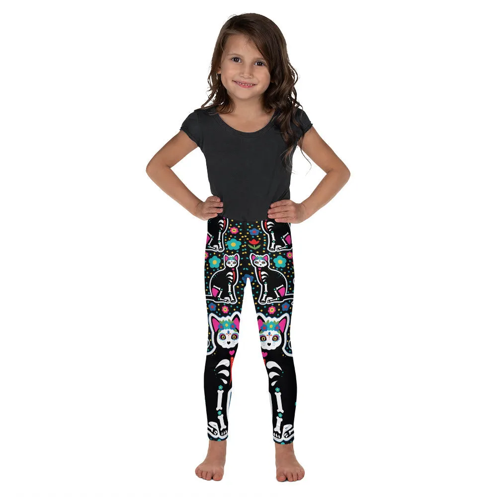 Day of the Dead Cat Print Kid's Leggings