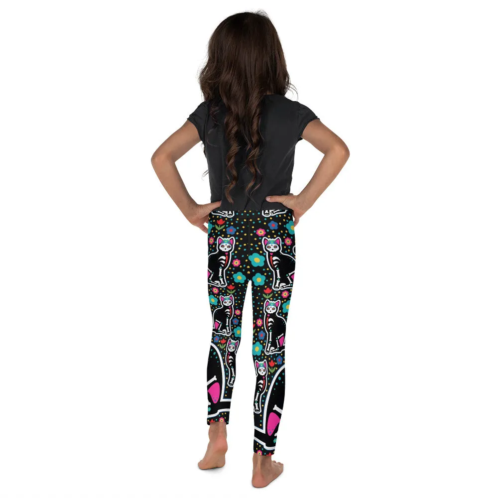 Day of the Dead Cat Print Kid's Leggings