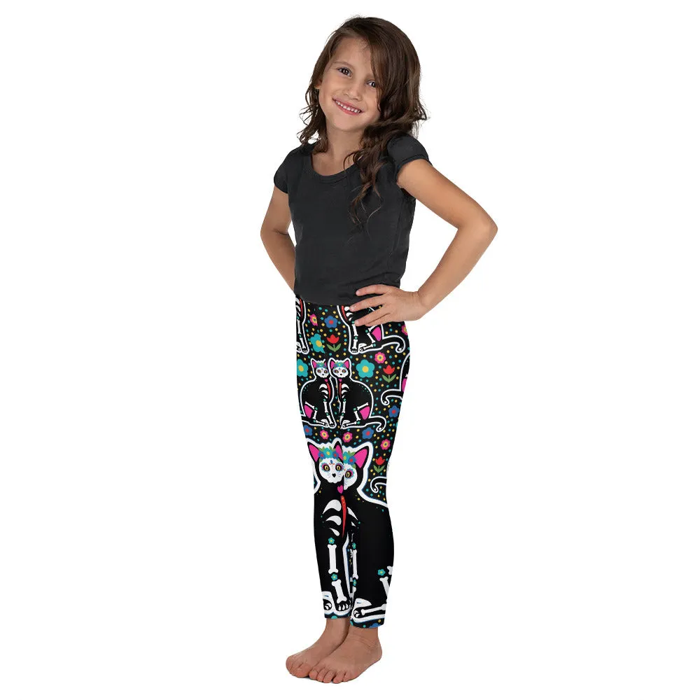 Day of the Dead Cat Print Kid's Leggings