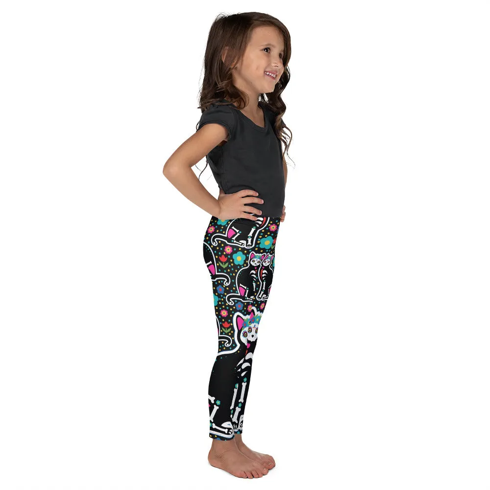 Day of the Dead Cat Print Kid's Leggings