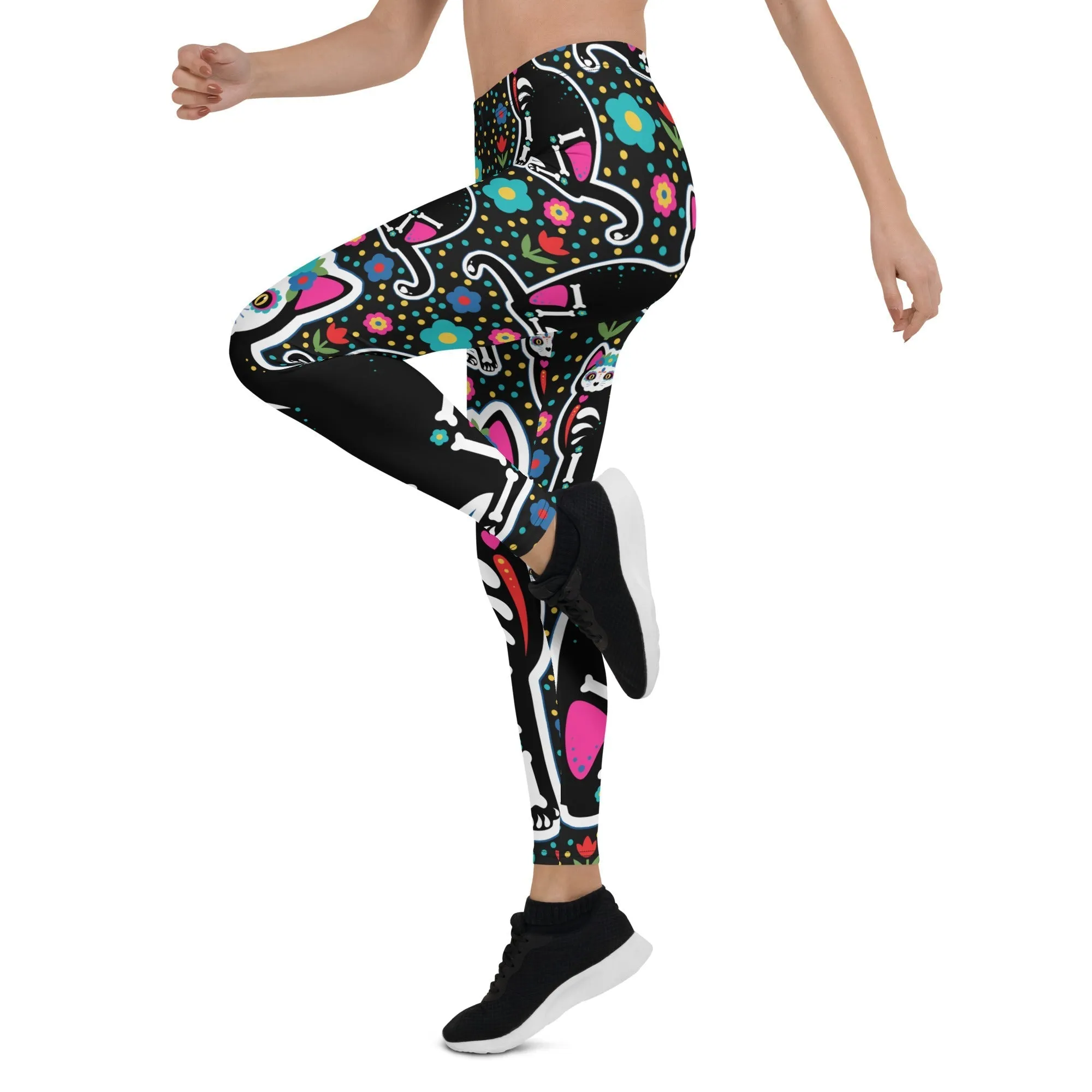 Day of the Dead Cat Print Leggings