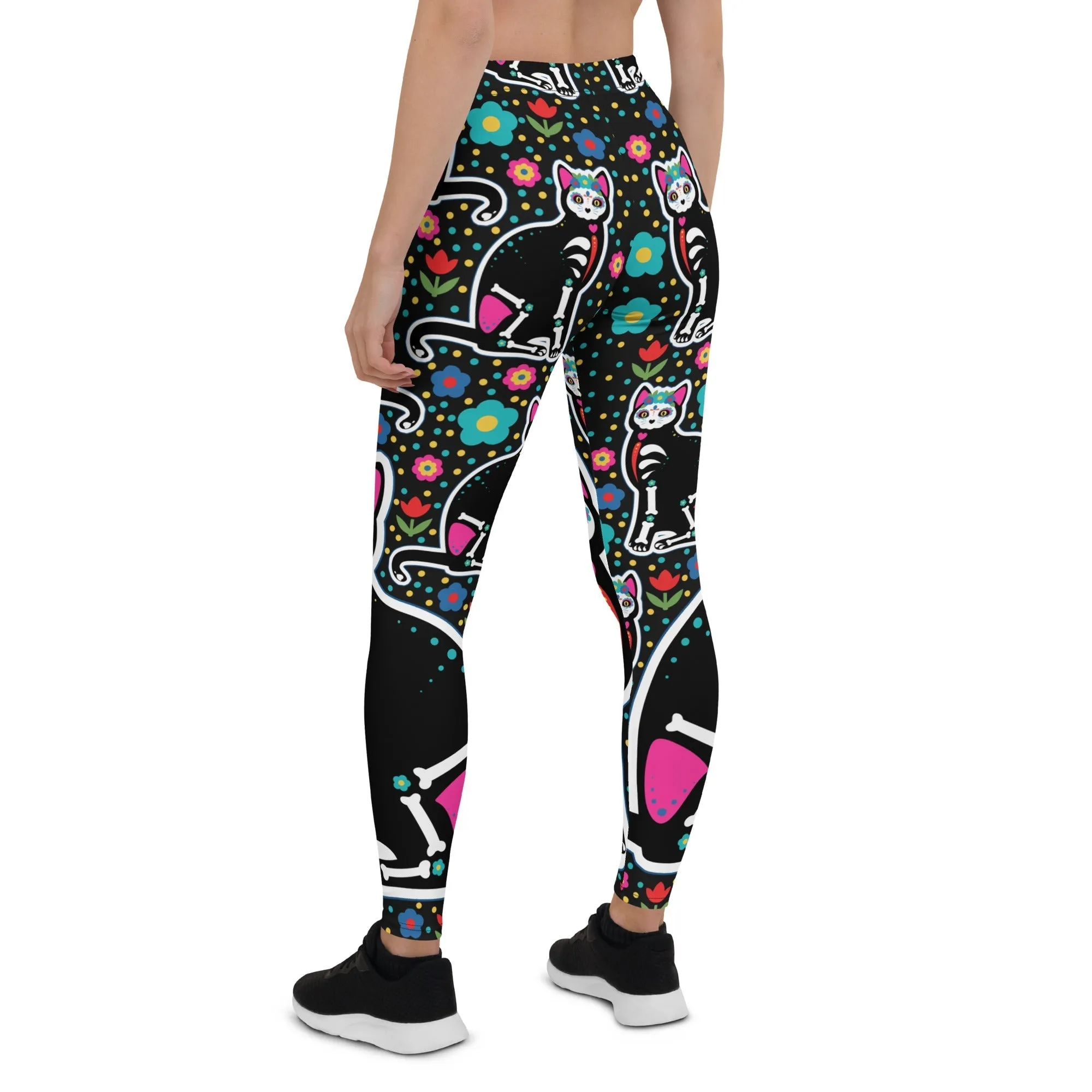 Day of the Dead Cat Print Leggings