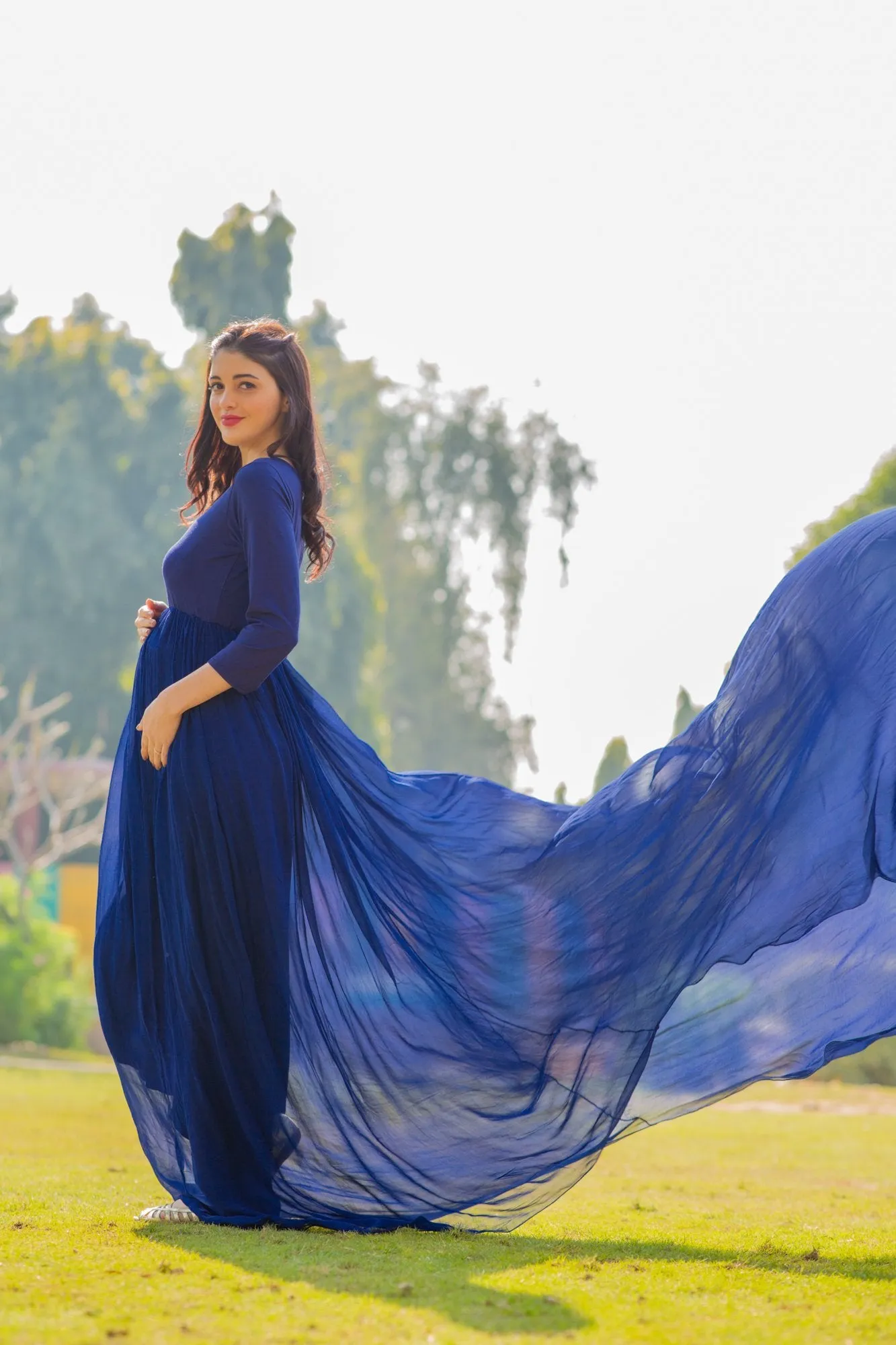 Deep Blue Trail Maternity Photoshoot Gown