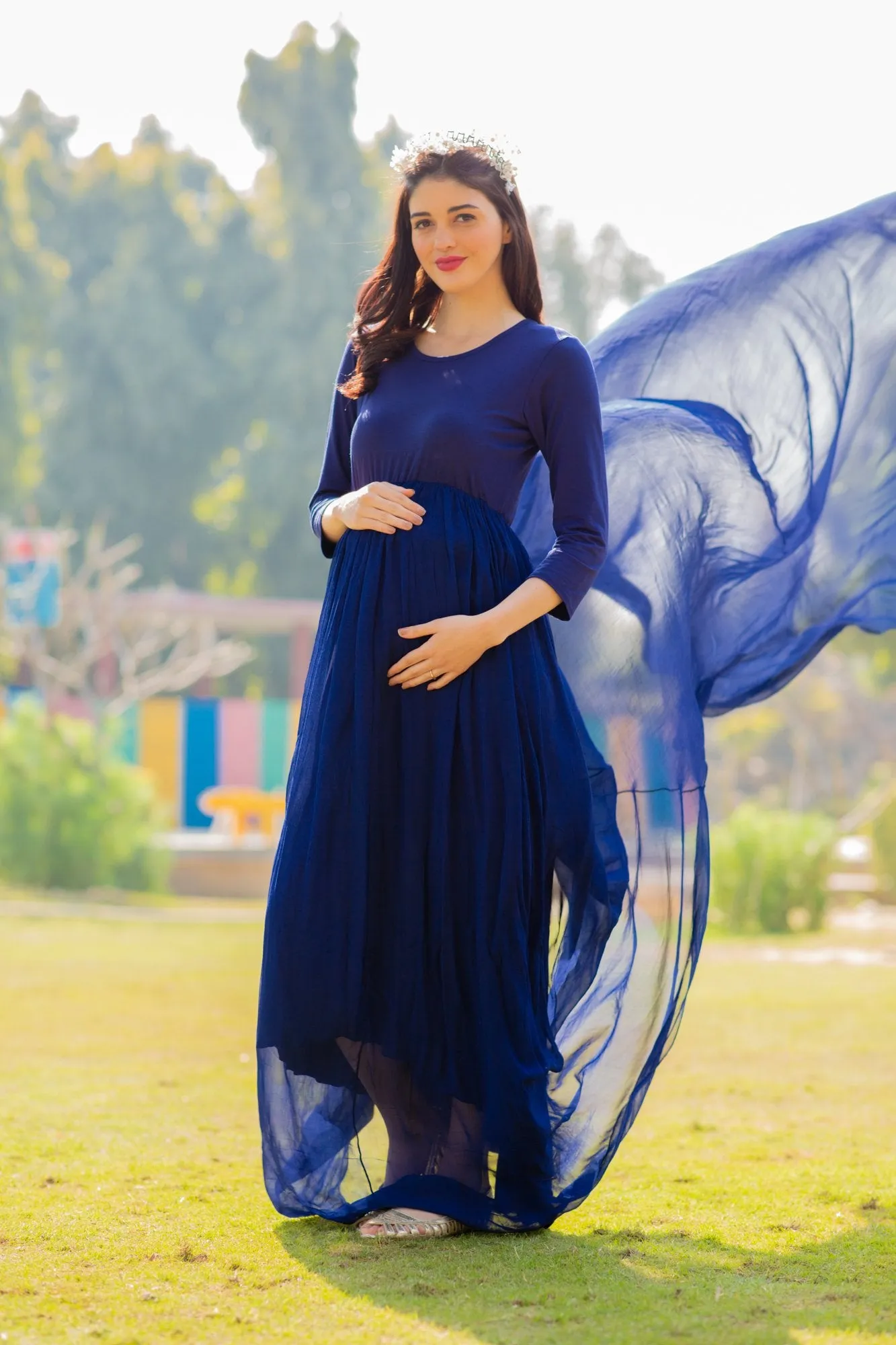 Deep Blue Trail Maternity Photoshoot Gown