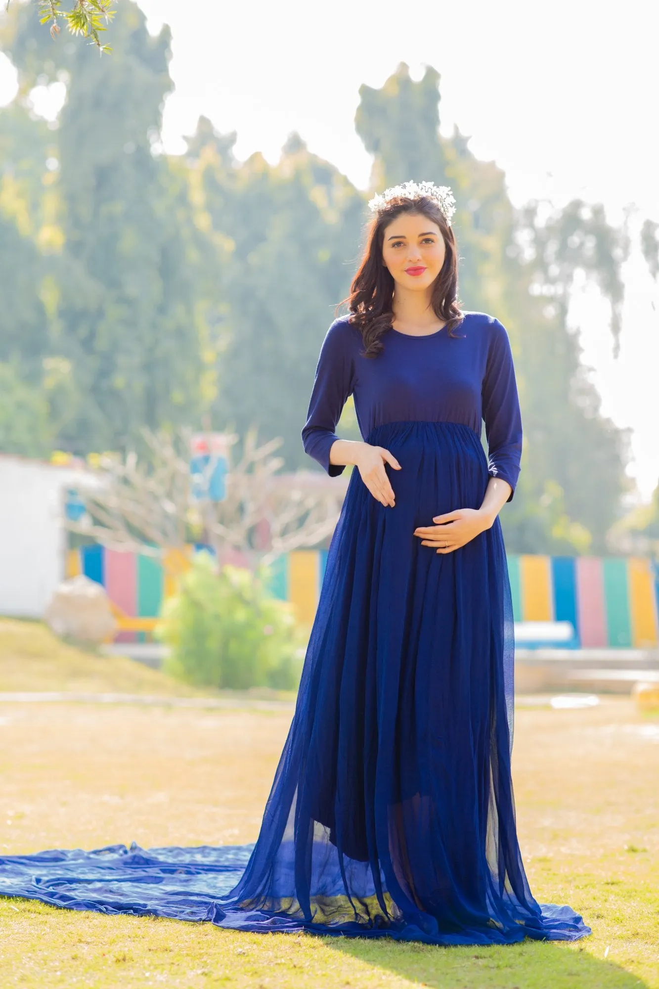 Deep Blue Trail Maternity Photoshoot Gown