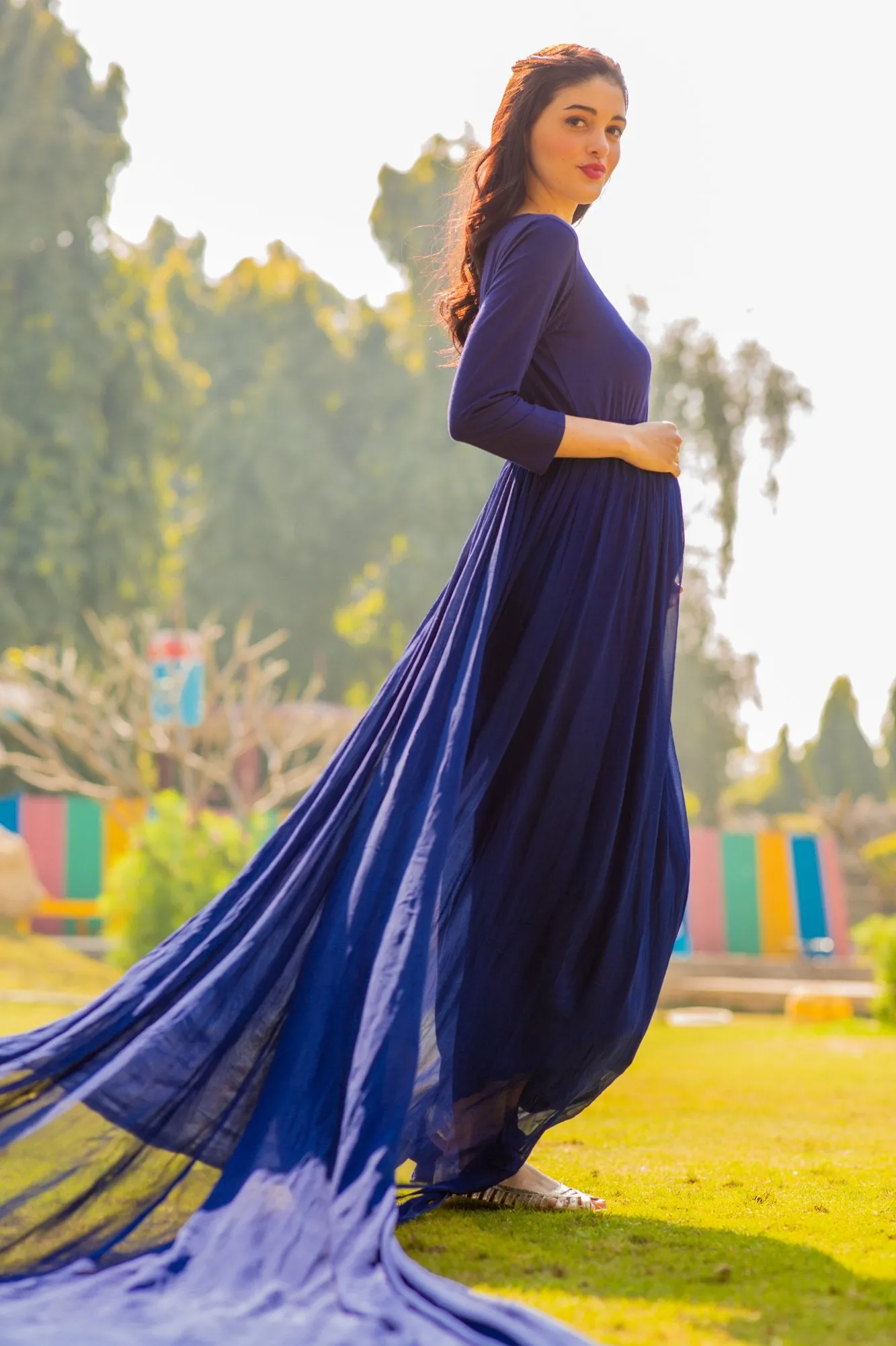 Deep Blue Trail Maternity Photoshoot Gown