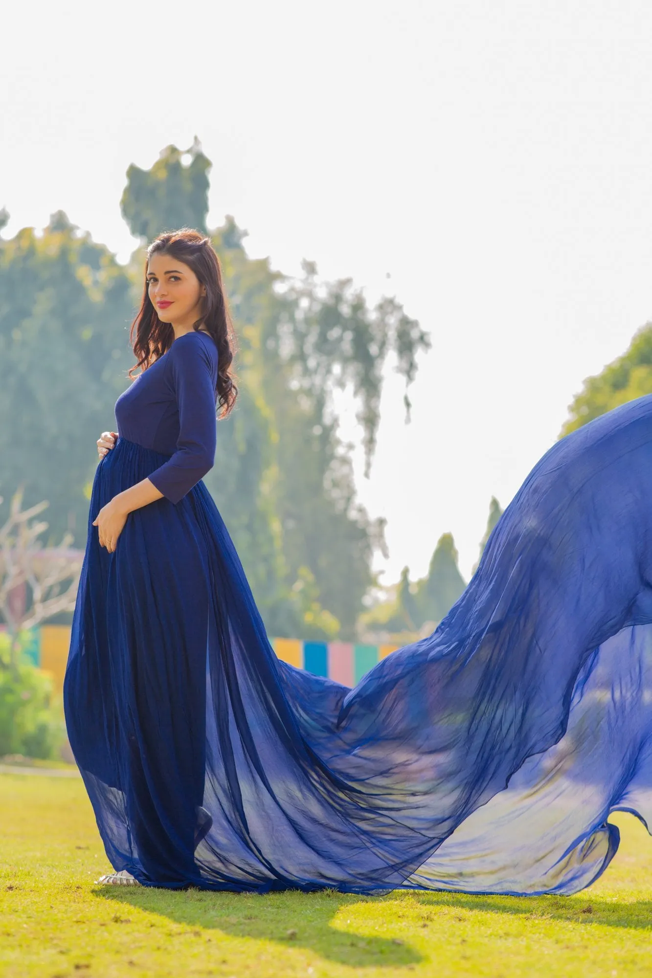 Deep Blue Trail Maternity Photoshoot Gown