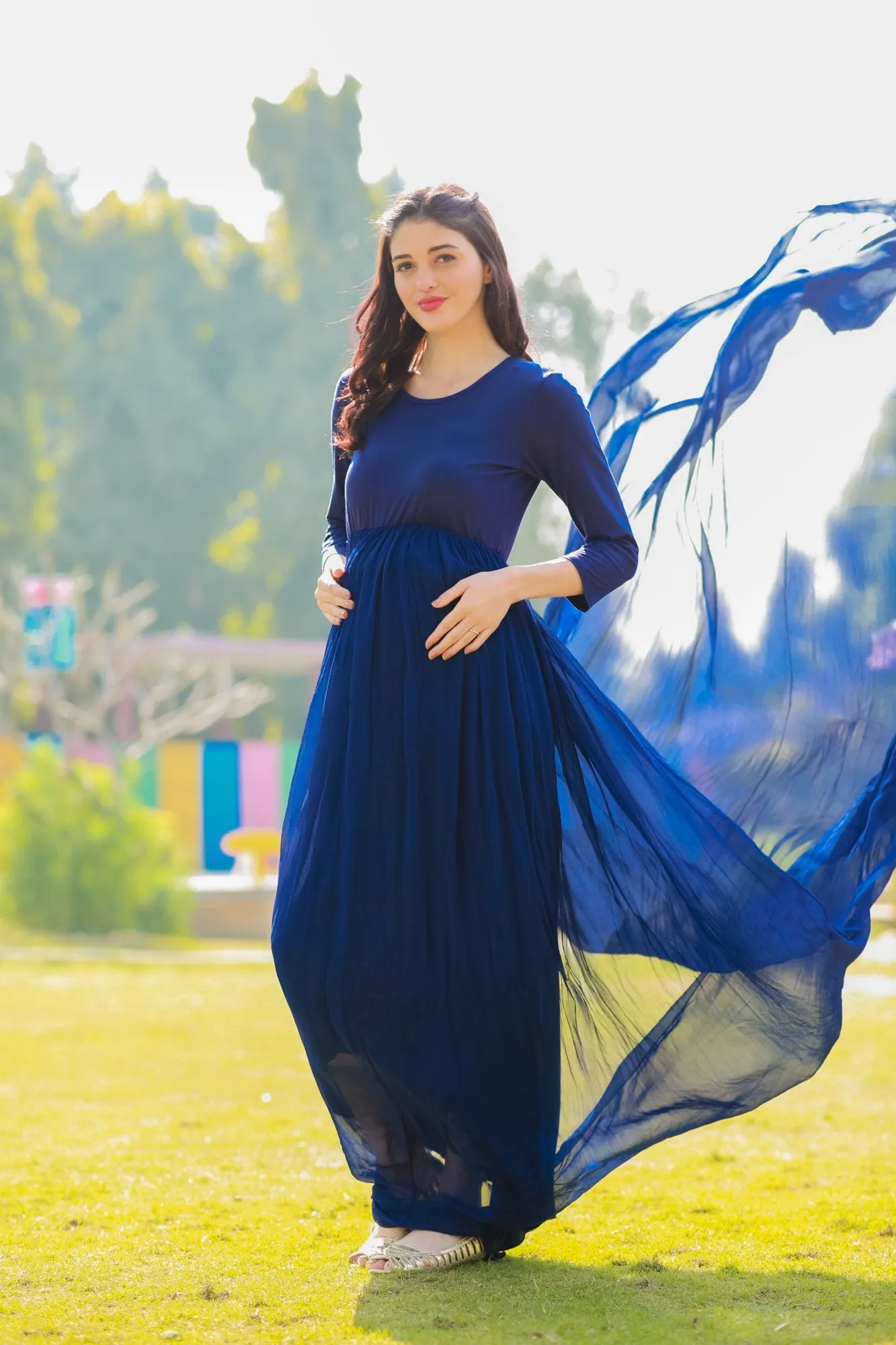 Deep Blue Trail Maternity Photoshoot Gown