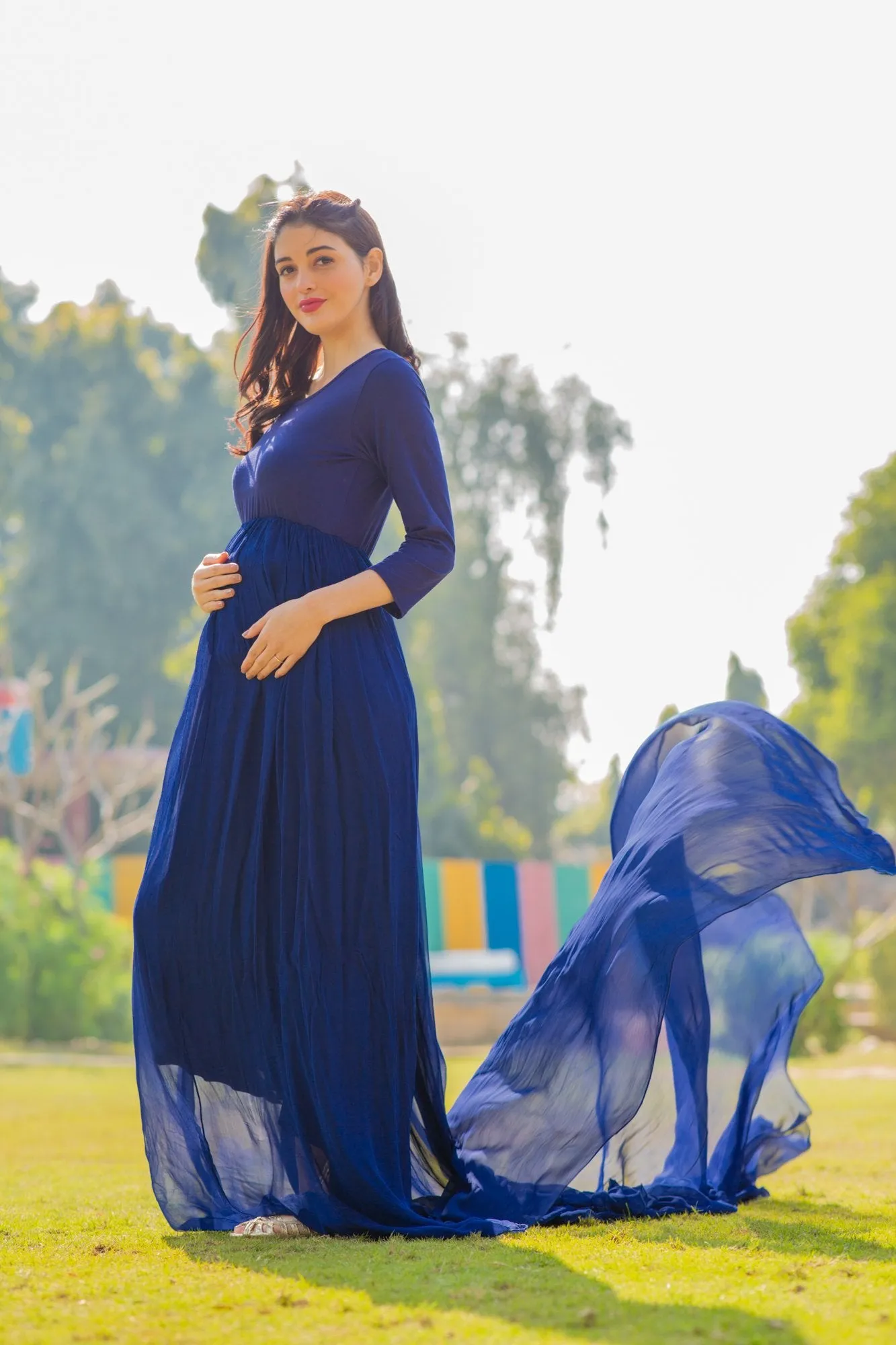 Deep Blue Trail Maternity Photoshoot Gown