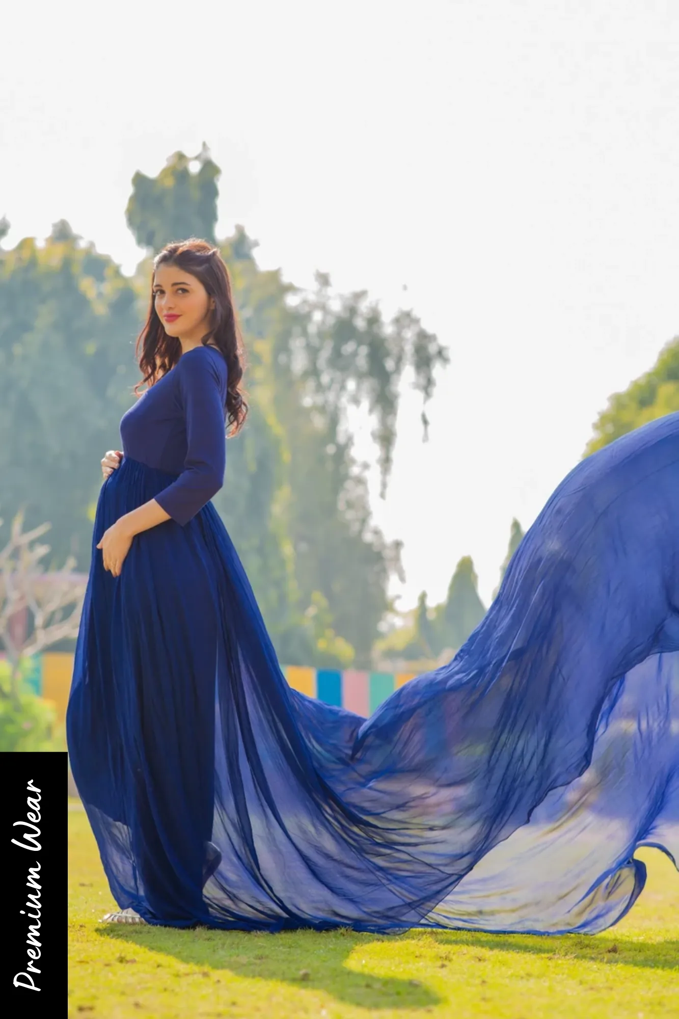 Deep Blue Trail Maternity Photoshoot Gown