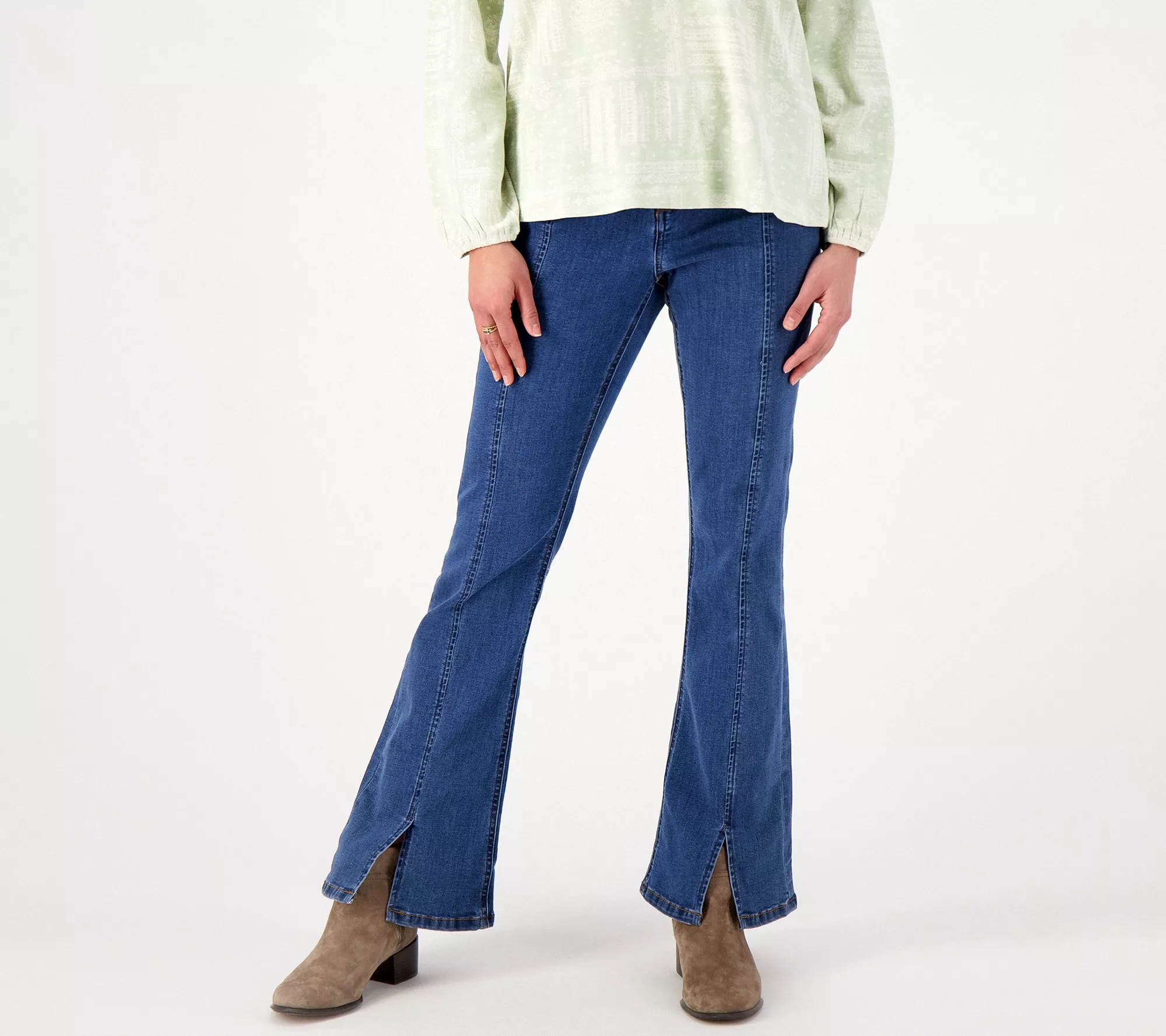 Denim & Co. Canyon Retreat Tall Easy Stretch Slit Jeans