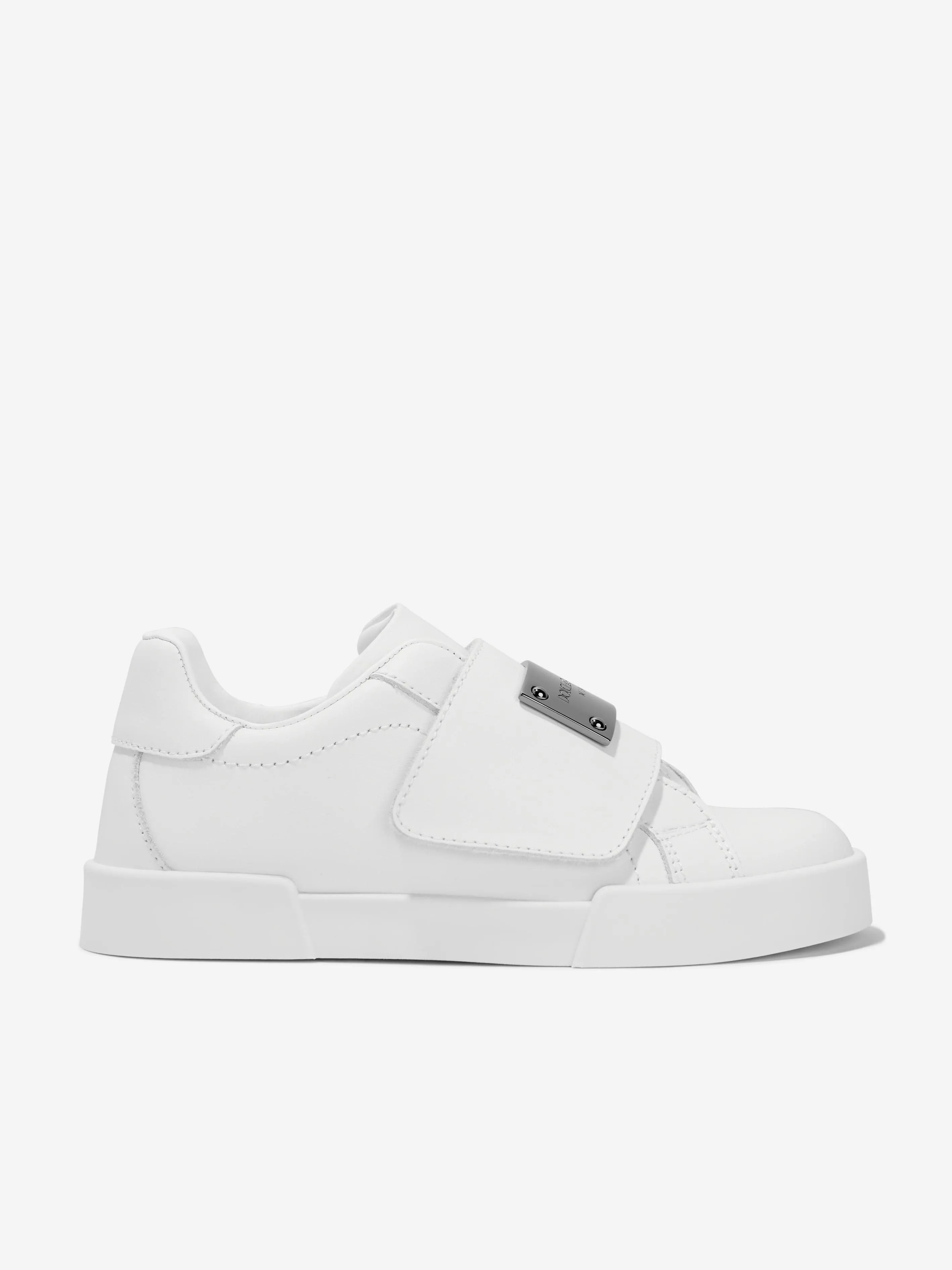 Dolce & Gabbana Boys Leather Velcro Strap Trainers in White