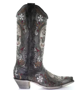 E1587 - Corral Women's Sugar Skull Boot - Embroidered