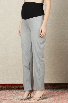 Elegant Grey Over The Bump Leggings (VISCOSE LYCRA - STRAIGHT FIT)