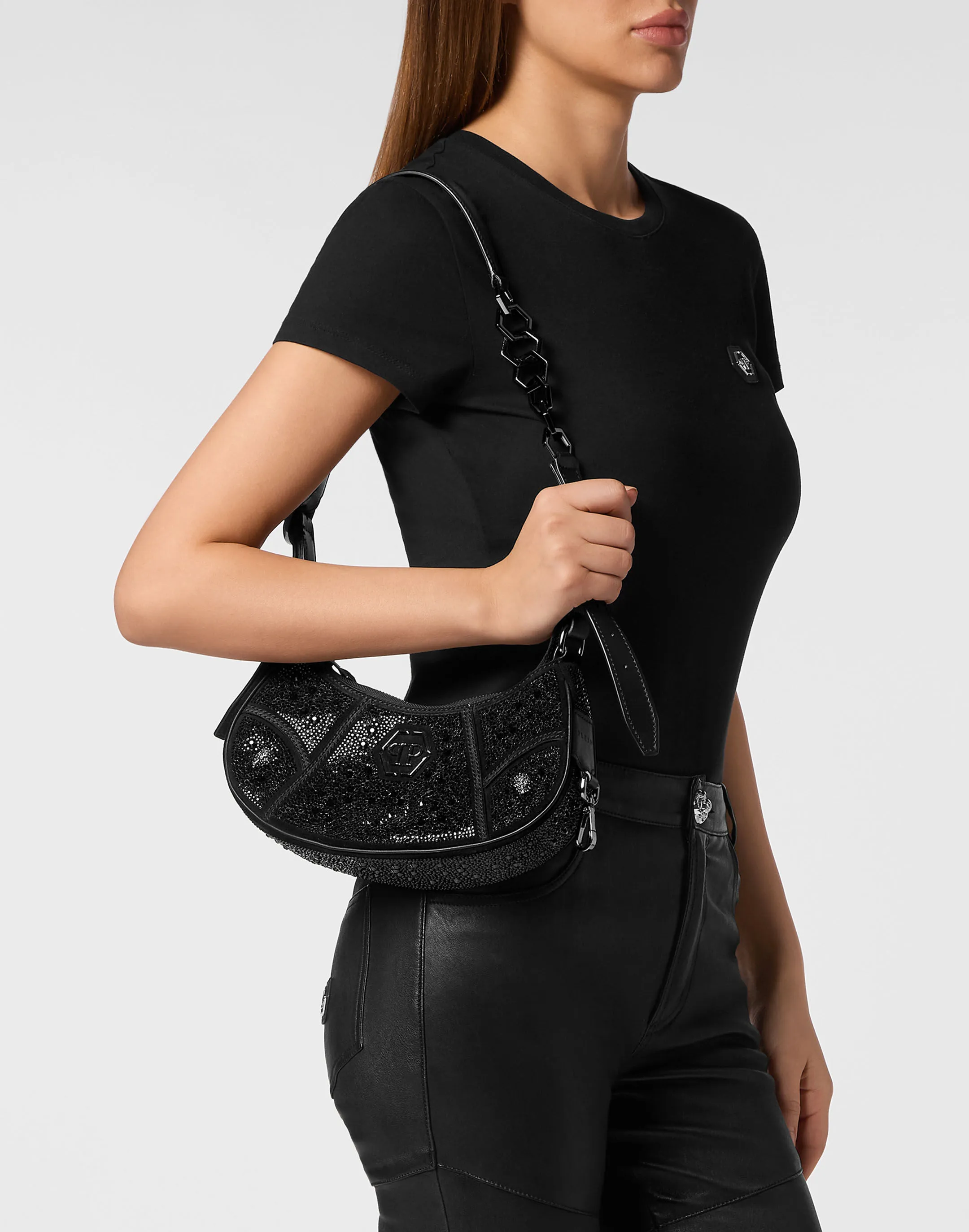 Embellished Suede Shoulder Bag ECLIPSE