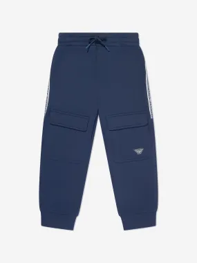 Emporio Armani Boys Logo Tape Joggers in Navy