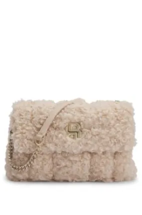 Faux-teddy shoulder bag with Double B monogram