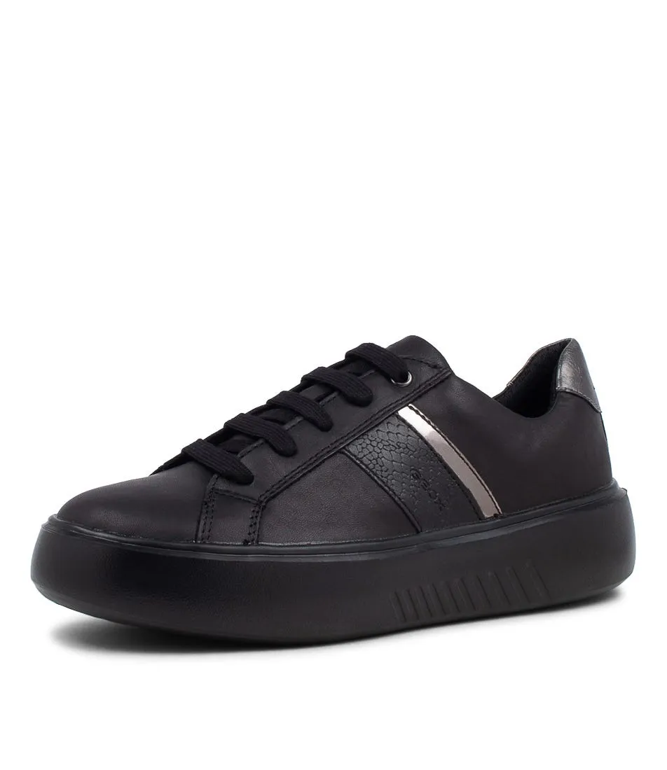 GEOX Nhenbus Black Leather Synthetic Sneakers