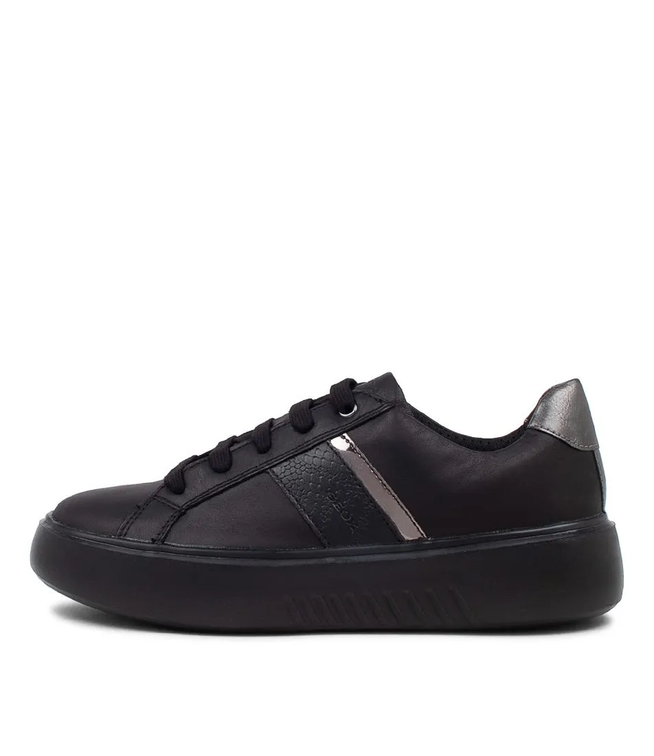 GEOX Nhenbus Black Leather Synthetic Sneakers