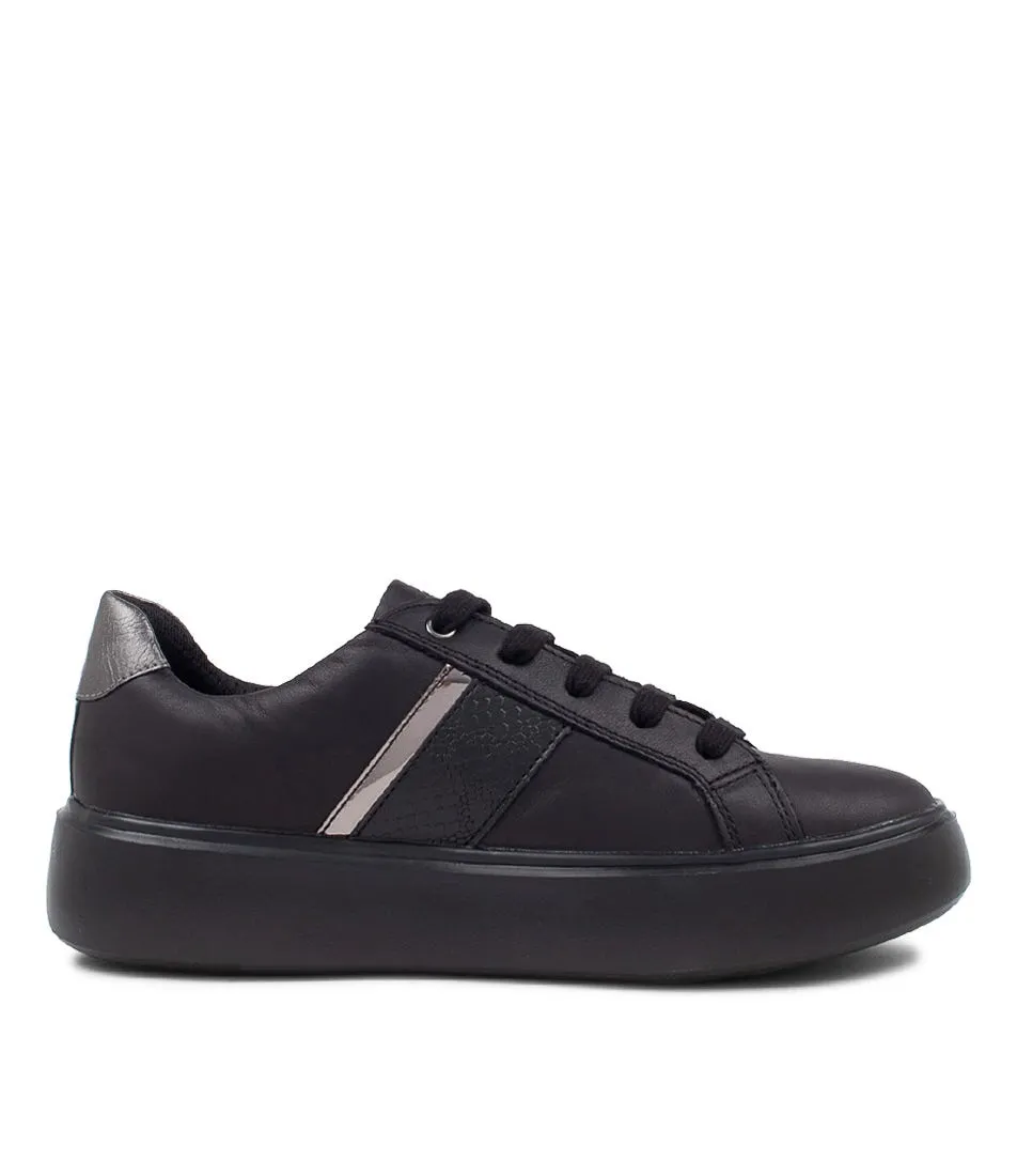 GEOX Nhenbus Black Leather Synthetic Sneakers