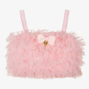 Girls Pink Jersey & Tulle Vest Top