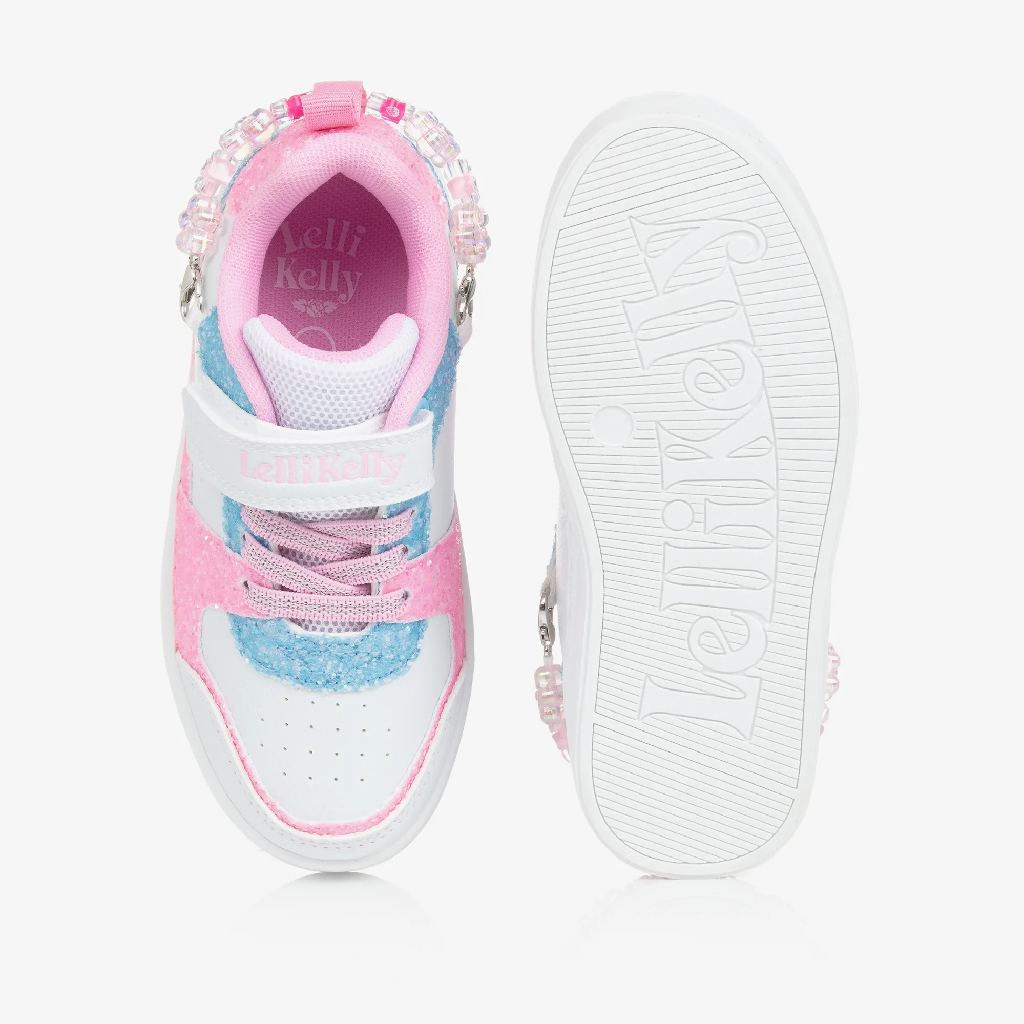 Girls White & Pink Velcro Trainers