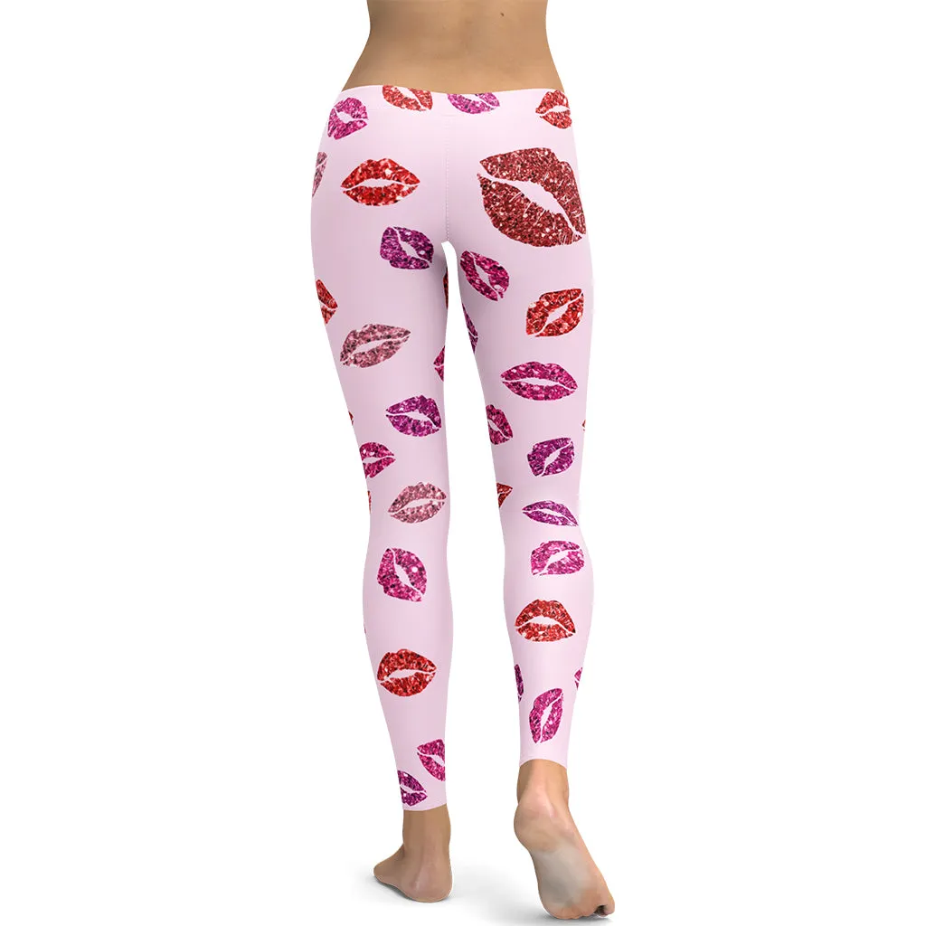 Glitter Print Kisses Leggings