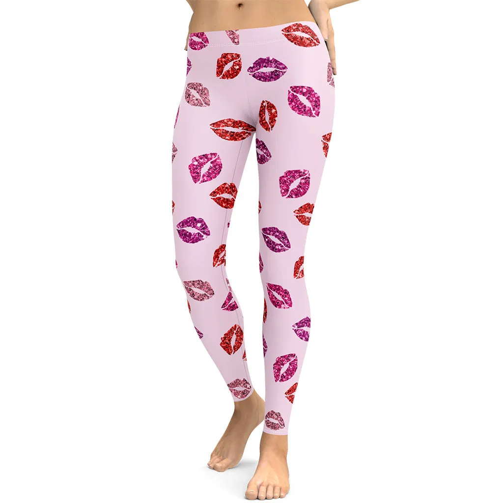 Glitter Print Kisses Leggings