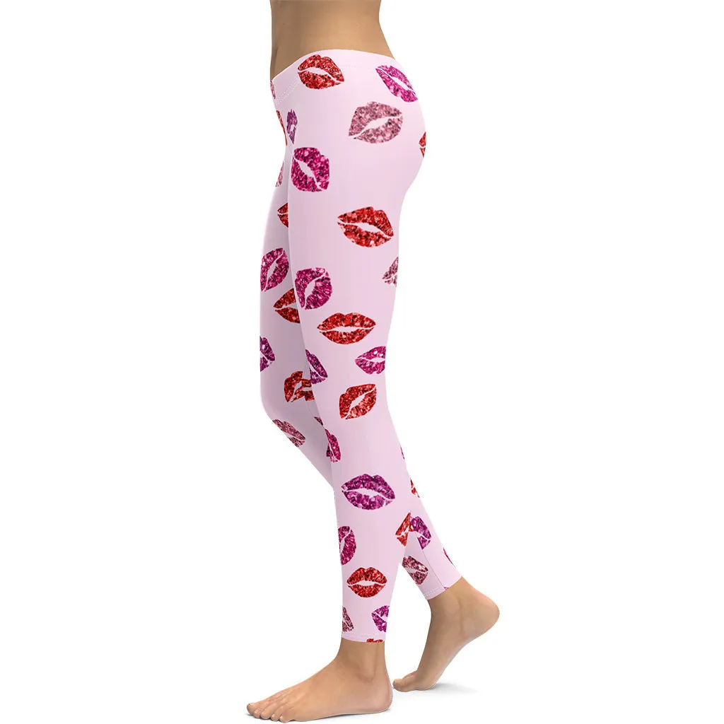 Glitter Print Kisses Leggings