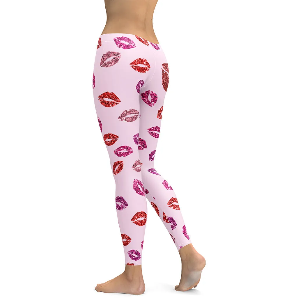 Glitter Print Kisses Leggings