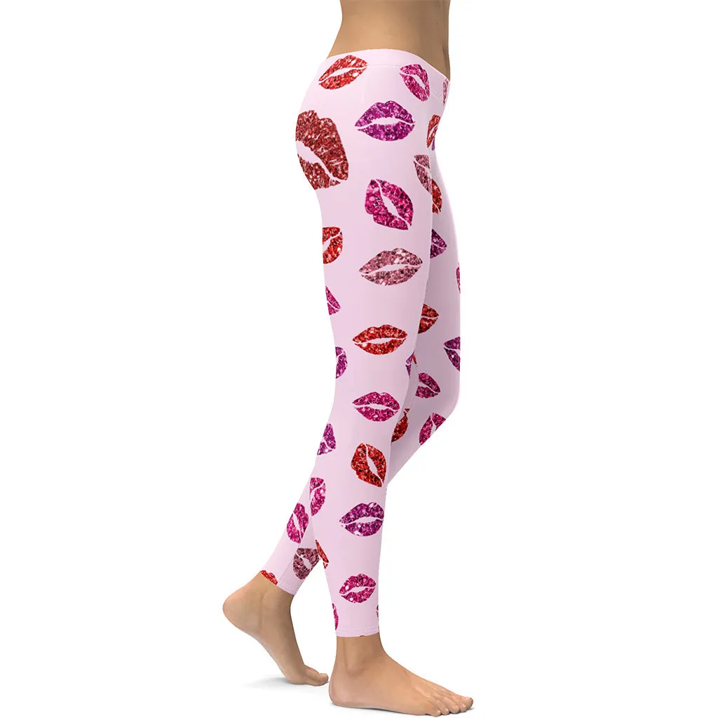 Glitter Print Kisses Leggings