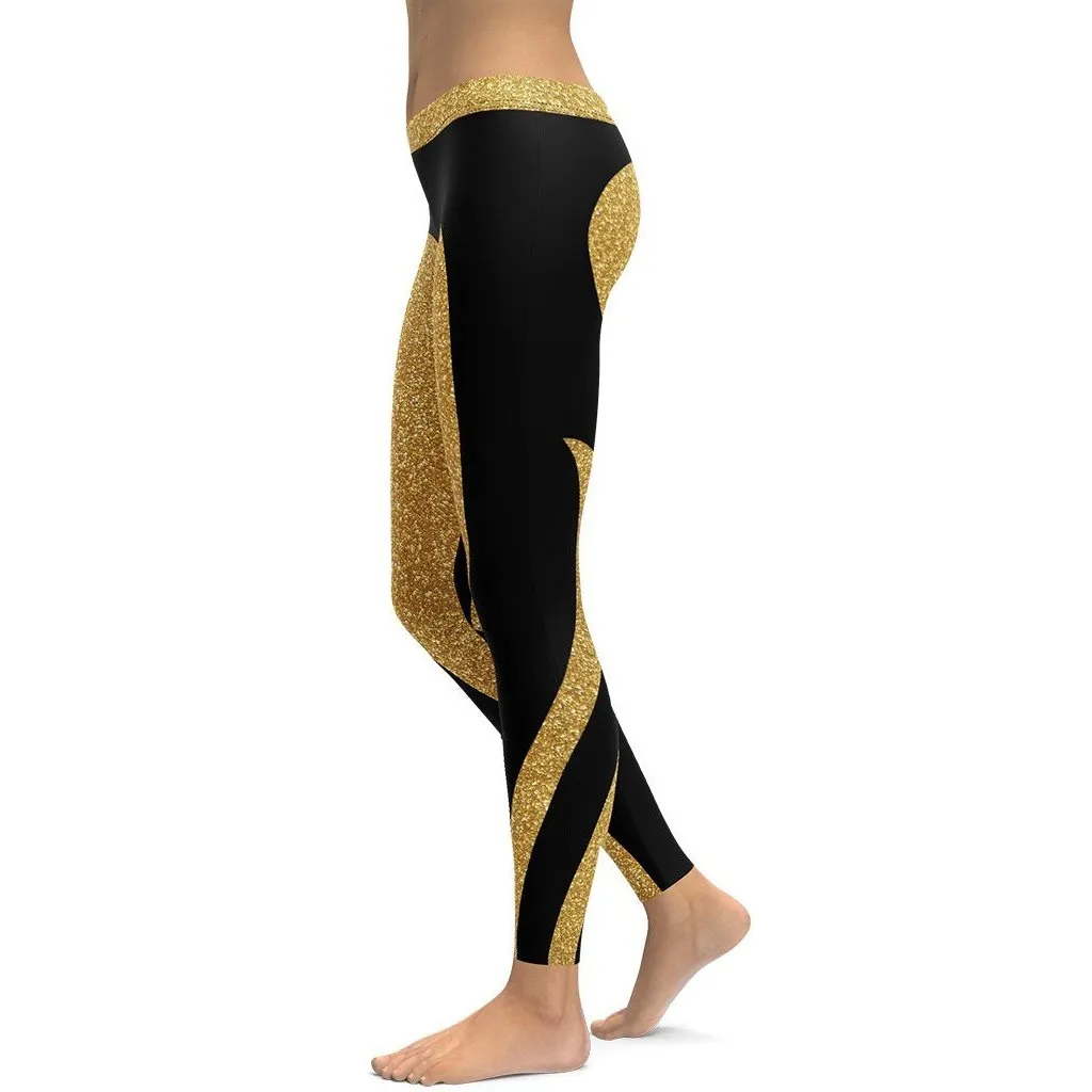 Gold Heart Shaped Leggings