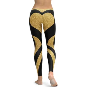 Gold Heart Shaped Leggings