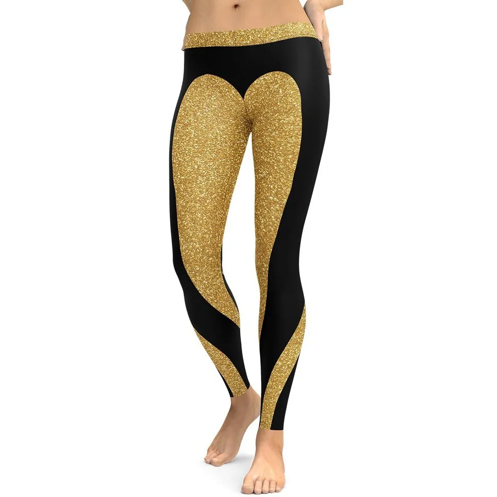 Gold Heart Shaped Leggings