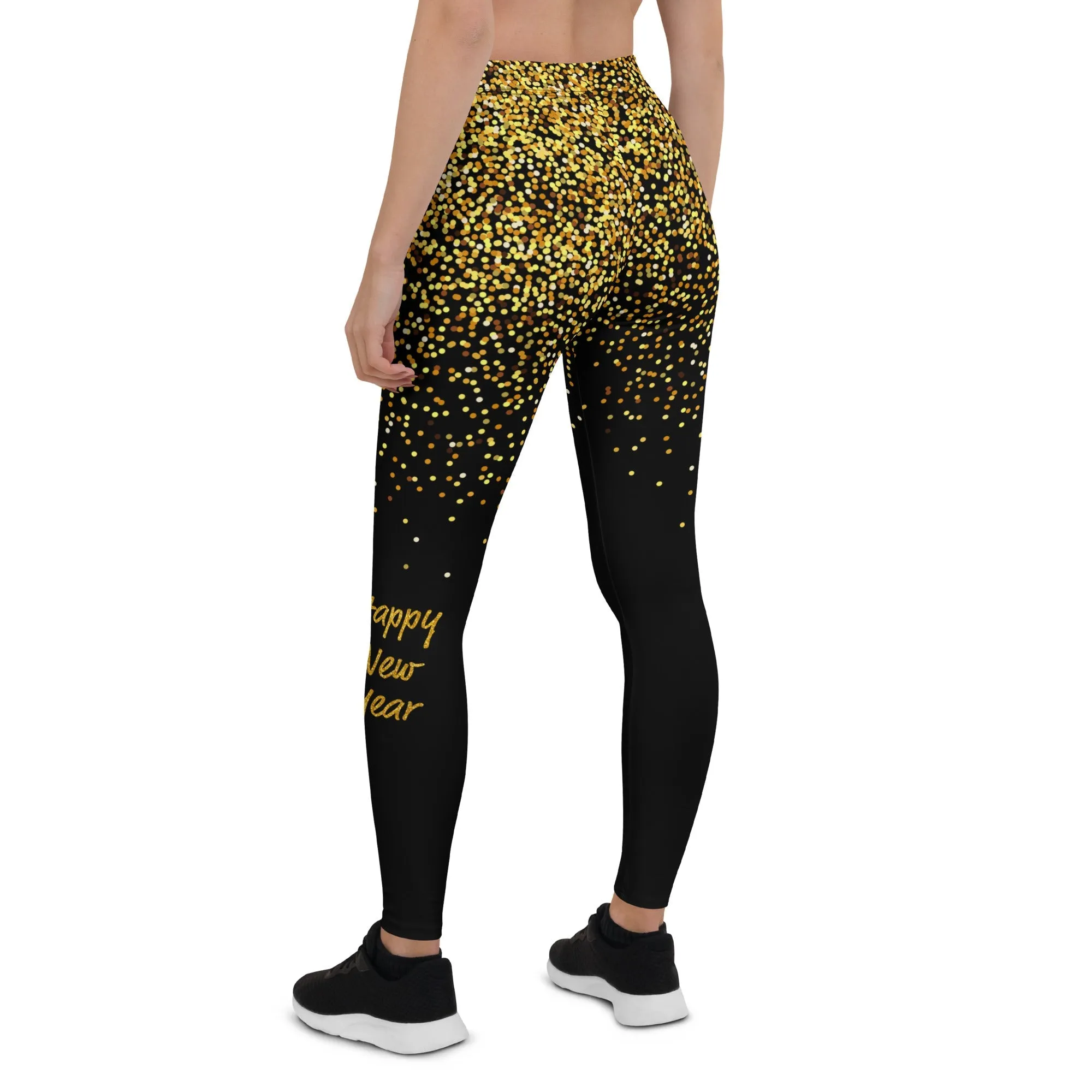 Golden Sparkly Print New Year Leggings