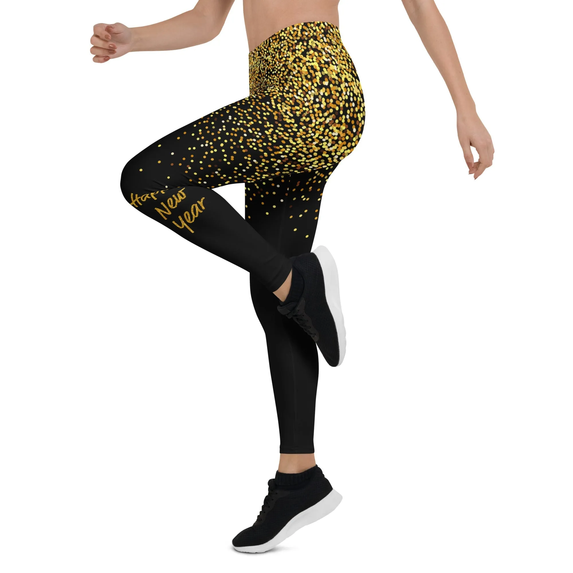 Golden Sparkly Print New Year Leggings